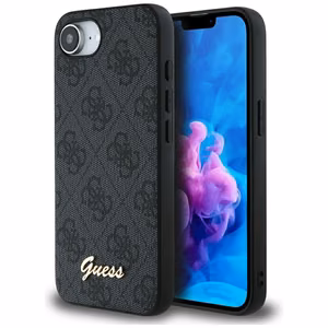 Guess 4G Script Logo MagSafe viedtālruņa apvalks iPhone 16e - melns
