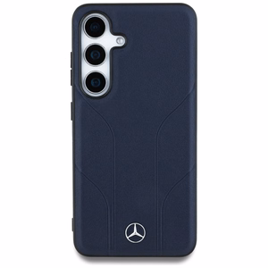 Mercedes Ādas Iespiestas līnijas Magnētiskais apvalks Samsung Galaxy S25 - zils