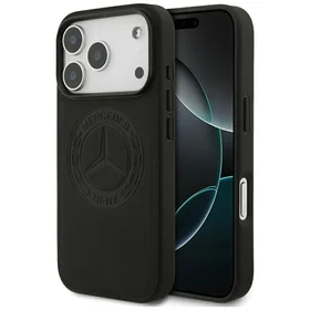 Mercedes Ādas Vintage Logo Magnētiskais Viedtālruņa apvalks iPhone 17 Pro - Melns