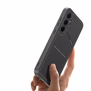 Viedtālruņa apvalks Dux Ducis Rafi II Samsung Galaxy S25 ar statīvu un maku - melns
