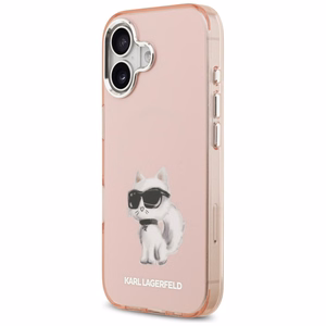 Karl Lagerfeld IML Aquarelle Choupette & Logo magnētiskais viedtālruņa apvalks iPhone 17 - rozā