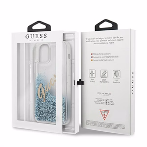 Guess GUHCP12LGLVSBL iPhone 12 Pro Max 6.7" blue/blue hardcase Glitter Vintage Script