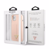 Guess GUHCP13MSLTGP iPhone 13 6.1" rozā cietais apvalks silikona trīsstūris