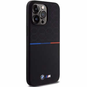 BMW M Silikona rakstains Magnētiskais viedtālruņa apvalks iPhone 15 Pro Max - melns