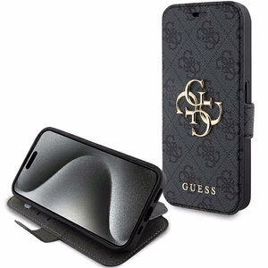 Guess 4G Metal Logo apvalks iPhone 15 Pro - pelēks