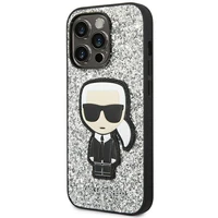 Karl Lagerfeld KLHCP14XGFKPG iPhone 14 Pro Max 6.7 "cietais apvalks sudraba / sudraba Mirdzošās Pārslas Ikonik