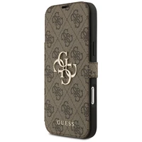 Guess Book 4G Metal Logo viedtālruņa apvalks iPhone 17 Pro Max - brūns