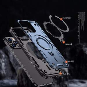Hybrid Armor Trendy viedtālruņa apvalks ar MagSafe iPhone 16 Pro - zils