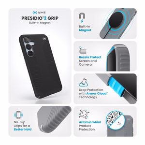 Speck Presidio2 Grip Magnet vāciņš ierīcei Samsung Galaxy S25+ / S24+, melns / slānekļa pelēks