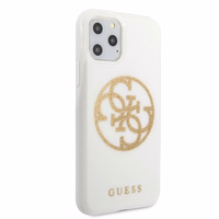 Guess GUHCN65TPUWHGLG iPhone 11 Pro Max balts cietais apvalks Glitter 4G Circle Logo