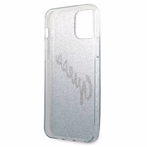 Guess GUHCP12MPCUGLSBL iPhone 12/12 Pro 6.1" zilais kietais vāciņš Glitter Gradient Script