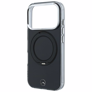 Mercedes Iconic Logo vāciņš modelim iPhone 18 Pro Max / 17 Pro Max, ar gredzenu-statīvu, saderīgs ar MagSafe – melns