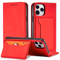 Magnētiskais karšu apvalks iPhone 12 Pro Max maciņš karšu maks karšu turētājs sarkans