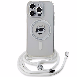 Karl Lagerfeld IML Choupette Head&Cord magnētiskais viedtālruņa apvalks iPhone 15 Pro Max - caurspīdīgs