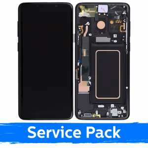 LCD Displejs Saderīgs ar Samsung G965 S9 Plus Ar Frame / Midnight Melns / (Service Pack)