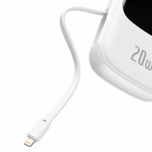 Baseus portatīvais lādētājs 20000mAh Qpow Pro - USB + Type C - PD 20W ar Lightning kabeli (PPQD060202) balta