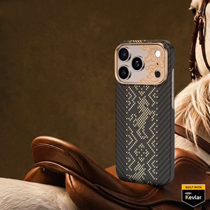 Melns Benks Magnetic Armor Air Knight kevlara vāciņš ar metāla rāmi (C.K.FL.AP.GD.X073), paredzēts iPhone 18 Pro Max / iPhone 17 Pro Max