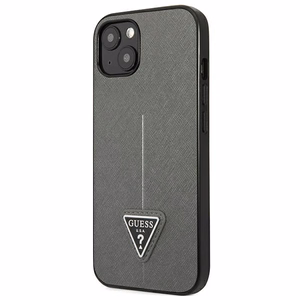 Guess GUHCP13SPSATLG iPhone 13 mini 5.4" серебряный/серебряный жёсткий чехол SaffianoTriangle Logo