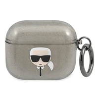 Karl Lagerfeld mirdzošs Karl's Head apvalks AirPods 3 austiņām - melns