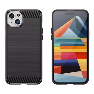 Elastīgs oglekļa raksta viedtālruņa apvalks iPhone 15 Plus Carbon Case - melns