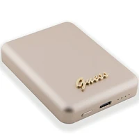 Magnētiskā indukcijas uzlādes ierīce Guess MagSafe Metal Script Logo 5W 3000mAh (zelta)