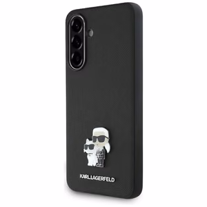 Karl Lagerfeld Saffiano viedtālruņa apvalks ar K&C metāla logotipu Samsung Galaxy A56 - melns