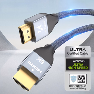 Kabelis (m) HDMI 2.1 8K 60 Hz 48 Gbps / 4K 120 Hz / 2K 144 Hz 2 m sudrabains (m) (WHDMI-20)