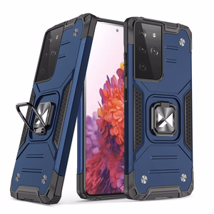 Wozinsky Ring Armor izturīgs hibrīdais apvalks + magnētiskais turētājs viedtālrunim Samsung Galaxy S22 Ultra – zils