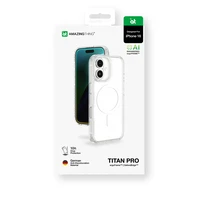 AmazingThing Titan Pro Mag viedtālruņa apvalks ar magnētisko gredzenu iPhone 16 - caurspīdīgs