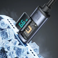 Joyroom Prism Series A16 USB-C / USB-A kabelis 66W 1,2 m ar LED displeju - melns