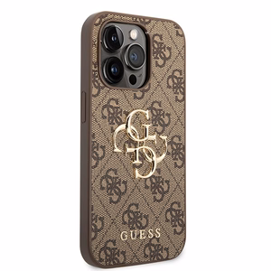 Guess GUHCP15X4GMGBR iPhone 15 Pro Max 6.7" brūns/brūns cietais apvalks 4G Liels Metal Logo