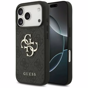 Guess PU 4G Metal Logo vāciņš Apple iPhone 18 Pro, pelēks