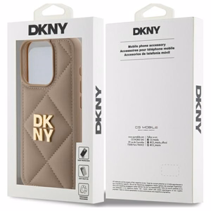 DKNY Quilted Stack Logo viedtālruņa apvalks iPhone 15 Pro - bēšs