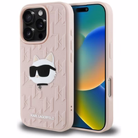 Karl Lagerfeld 3D Rubber Monogram & Choupette viedtālruņa apvalks iPhone 16 Pro Max - rozā