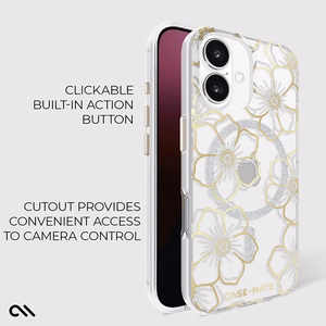 Case-Mate Floral Gems MagSafe vāciņš ierīcei iPhone 16 Plus, zelta krāsā