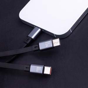 Forever 3in1 kabelis USB - Lightning + 2x USB-C 1,2 m 100W melns