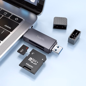 Atmiņas karšu lasītājs Hoco HB45 USB-C/USB-A 2-in-1 USB2.0 pelēks