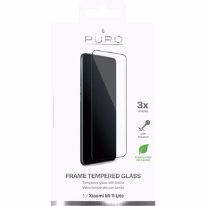 Puro Frame rūdīta stikla ekrāna aizsargs Xiaomi Mi 11 Lite, ar melnu rāmi