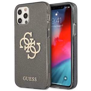 Guess GUHCP12LPCUGL4GBK iPhone 12 Pro Max 6.7" melns/melns cietais apvalks Spīdums 4G Liels Logotips