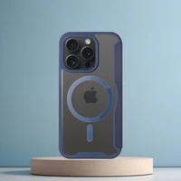 SMART MAG grāmatas tipa viedtālruņa apvalks, savietojams ar MagSafe, IPHONE 15 Pro Max, zils