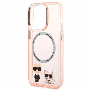 Karl Lagerfeld KLHMP14LHKCP iPhone 14 Pro 6.1" cietais apvalks rozā / rozā Karls & Choupette Alumīnijs Magsafe