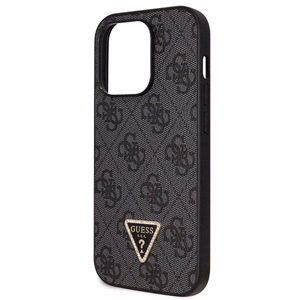 Guess GUHCP14LP4TDSCPK apvalks iPhone 14 Pro - melns krustenisks 4G metāla logotips