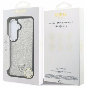 Guess maciņš Fixed Glitter Triangle MagSafe priekš Samsung Galaxy S26 sudrabs