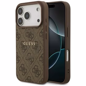 GUESS viedtālruņa apvalks (m) IPHONE 17 Pro ar MagSafe saderīgs PU 4G Ring Classic Logo - brūns