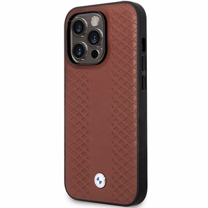 Viedtālruņa apvalks BMW BMHCP14L22RFGR iPhone 14 Pro 6.1 - sarkans ādas diamantraksts