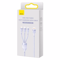 Baseus kabelis Flash Series II 3 in 1 - USB uz Type C, Lightning, Micro USB - 66W 6A 1,2 metri (CASS040005) violets