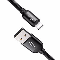 Kabelis Baseus Three Primary Colors 3in1 USB-A - micro USB / Lightning / USB-C 3.5A 1.2 m melns