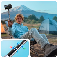 Tech-Protect GA100 Monopad & Selfie Stick priekš GoPro / DJI - melns