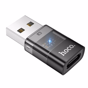 Adapteris USB A uz USB C Hoco UA36C caurspīdīgs melns