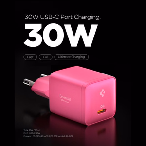 Spigen Essential EE301EU 1 pieslēgvietas 30 W tīkla barošanas adapteris – rozā